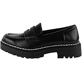 Soda Shoes Women's Lug Sole Platform Block Heel Loafers Shoes Black Pu 6