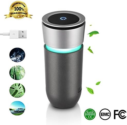 Portable Car Air Purifier Filtration With True HEPA Filter,Captures Allergens, Smoke, Odors, Mold, Dust, Germs, Pets,Night Light,Quiet,Perfect for Car Desktop Office Home