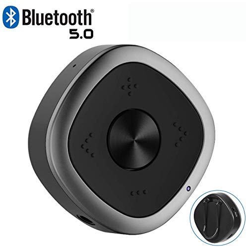 Esolom Bluetooth Adapter Built-in Mic, Support Dual APTX HD Bluetooth Transmitter and Receiver 3.5mm AUX Audio Adapter with Back Clip Design for TV Car Music Streaming Stereo Sound System