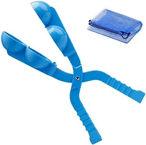 BOffer Heavy Duty Snowball Maker for Kids, Two-Ball Snow Ball Makers Tool, Double Balls Design,Quickly,Easy to Use + Carry Pouch, Also for Adult Play Snow Toys Fight Outdoor Games (Blue)