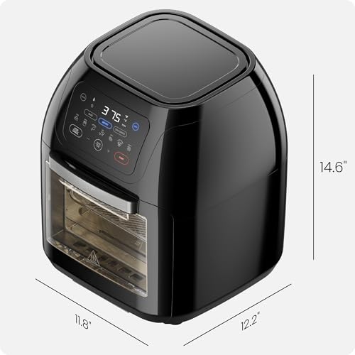 CHEFMAN MULTIFUNCTIONAL DIGITAL AIR FRYER+ ROTISSERIE, DEHYDRATOR, CONVECTION OVEN, 17 TOUCH SCREEN PRESETS FRY, ROAST, DEHYDRATE, BAKE, XL 10L FAMILY SIZE, AUTO SHUTOFF, LARGE EASY-VIEW WINDOW, BLACK