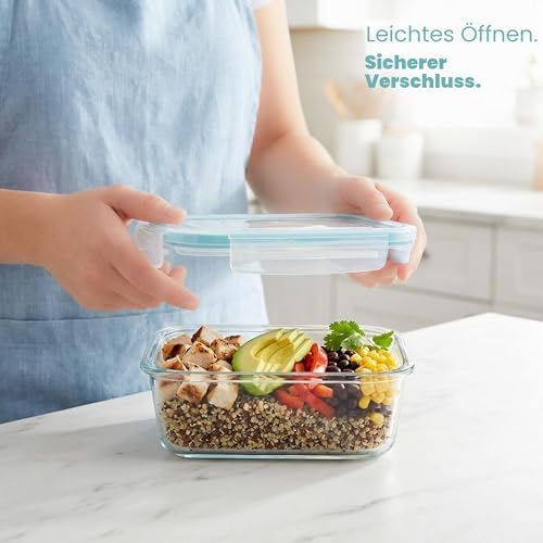 Glasbehälter Mit Deckel - meal prep boxen glas - Transparente Erstklassig geeignet für mikrowelle - Luftdicht, Auslaufsicher, BPA-frei - 18er (9 Behälter und 9 Deckel)