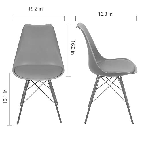 JUMMICO Kitchen Dining Chair with Soft Padded Mid Century Shell Side Chair Armless Tulip Chair