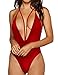 Zero City Women Monokini Swimsuits One Piece Bathing Suit Deep, Red, Size Small