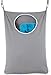 Urban Mom Door Hanging Laundry Hamper with Stainless Steel Hooks (Gray)