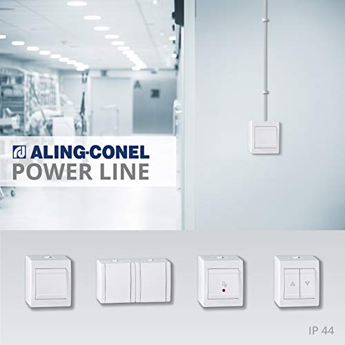 ALING-CONEL 2-fach Aufputz Schutzkontakt Steckdose mit Klappdeckel 16A/250V~ / IP44 (verdrahtet) - Weiß (10er Set) – Bild 8