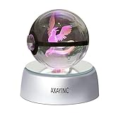 AXAYINC 3D Crystal Ball LED Lighting and Spinning Primary Base 7 Kinds of Discoloration Night Lights Children's Gift (JDN)