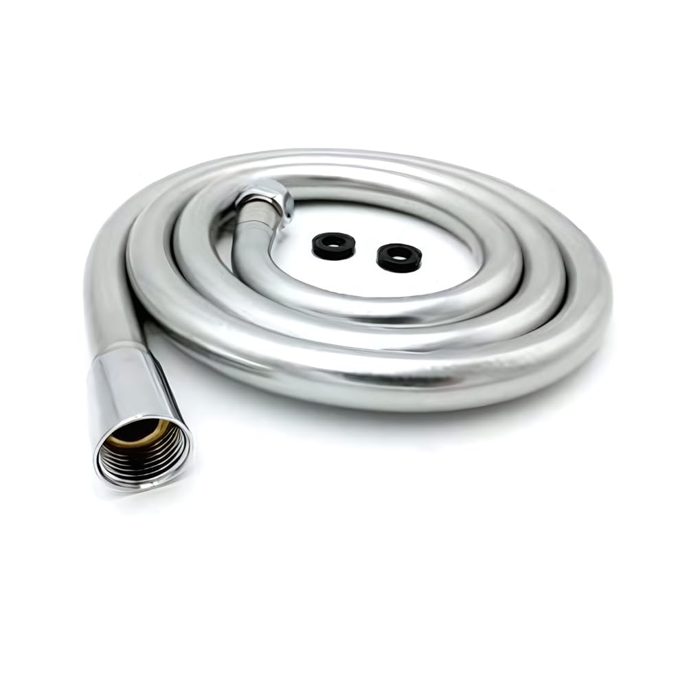 2M Silver Smooth PVC Shower Hose with Chrome Finish – Durable, Flexible, and Stylish Shower Accessory for Modern Bathrooms