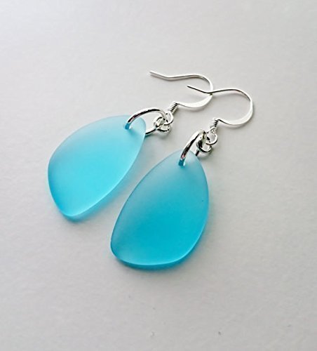 Number One Seller Aqua Earrings, Nautical Sea Glass, STERLING SILVER, Aqua Sea Glass Earrings, Aqua Earrings, Christmas gift for her, Dangle Earrings, Sterling Silver Earrings