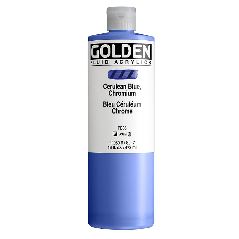 Golden : Fluid Acrylic Paint : 473ml (16oz) : Cerulean Blue Chromium — image 1