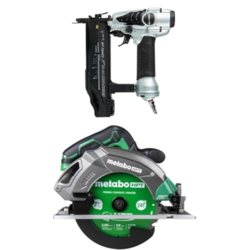 Bundle of Metabo HPT Brad Nailer Kit 18 Gauge NT50AE2 + Metabo HPT 18V MultiVolt Cordless Circular Saw, 7-1/4-Inch Saw Blade, Power Tool only - No Battery, C1807DAQ4 Image