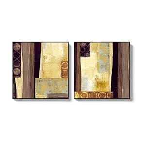 2 Piece Framed Canvas Wall Art for Living Room, Bedroom Colorful Abstract Geometry Canvas Prints for Home Decoration Ready to Hang - 16"x16"x2 Panels