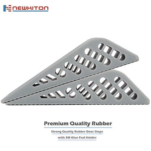 Newkiton 4Pcs/Set Rubber Door Stops Wedge Flexible Floor Door Stopper Finger Protector (Grey) - Thumbnail 2
