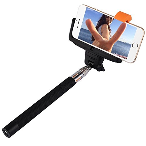 Yarrashop Universal Wire Control Selfie Stick Big View Finder for iOS & Android Phones, eg iPhone 5s /6s /6s Plus,Samsung A3/ A5/J5/S6 Edge /S7 (Black-1)