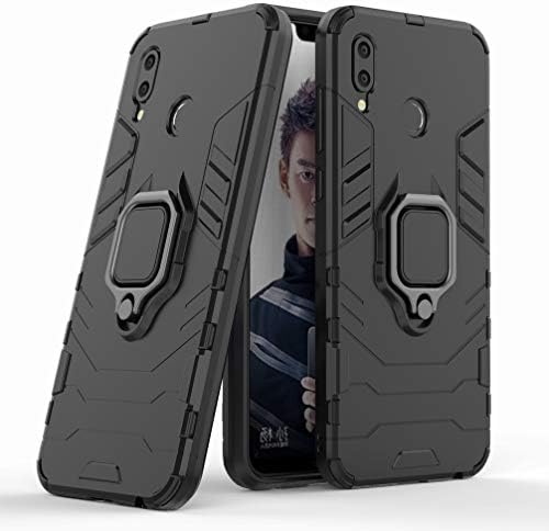 for Honor Play Case Ougger Shock Absorption [Ring Kickstand] Armor Cover Tough PC + Soft TPU Cushion Rubber 2in1 Extreme Protection Back Gear Rear for Honor Play (Dark)