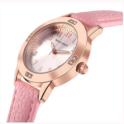 TUOTISI Girls Student Watch - Simple Japan Quartz Casual Leather Strap Watches for Ladies Fashion Women Ages 11-15
