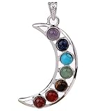 TGS Gems Vogue Moon Design Inspire Energy,Powerful,Love,Friendship,Adorable 7 Chakra Healing Stones Pendant for Charm