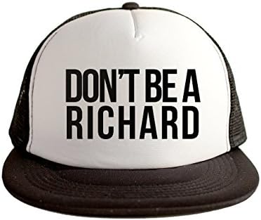 Don't Be A Richard Cool Swag Hip Hop Print 80s Style Snapback Hat Cap White Black