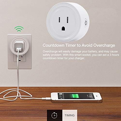 Cyhulu WiFi Smart US Plug Mini Socket, Alexa and Google Voice Control, App Remote Control,Works with Alexa & Google Home &IFTTT, No Hub Required,10A - Thumbnail 4