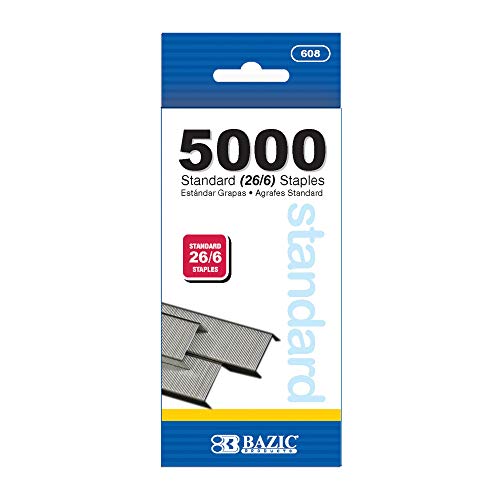 BAZIC Staples Standard (26/6) 5000/Pack, Stapler
