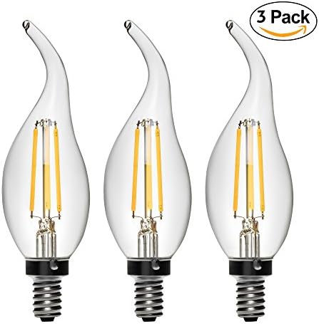 GOBULB 4-Watt LED Filament Dimmable, (40W Equivalent), C35 Flame Tip, 2700K Warm White, 400 Lumens, E12 Base, CRI 80+, (PACK OF 3)…