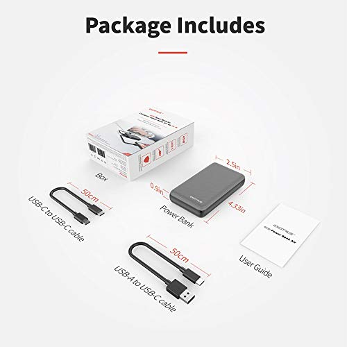 Excitrus 45W Power Bank Air - Ultra Small USB C Portable Charger Fast Charges MacBook Laptop & Surface with Power Delivery 2.0 - Battery Pack Fast Charges Phones Tablet Nintendo Switch with Q.C. 3.0