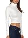 Sakkas 687121 Matte Liquid Mock Neck Turtleneck Long Sleeve Crop Top - Made in USA - Off-White - L