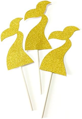 Mermaid Tail Cupcake Toppers, Under the Sea Party Decor, 12 Pack Glitter Gold Mermaid Birthday Party Cupcake Topper, Mermaid Theme Decoration for Girl Baby Shower or Birthday Party Favors