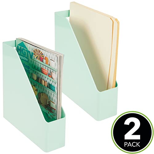 mDesign Plastic Slim Vertical File Folder Bin Storage Organizer with