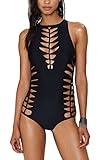Oops Style Ladies Fashion Sexy Hollow Out Mio One Piece Swimsuit,Black L