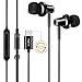 TRILINK USB Type C Earbud Headphones with Mic and Volume Control, Wired in-Ear Extra Bass Noise Cancelling Earphones for Motorola Moto Z Series(Black)