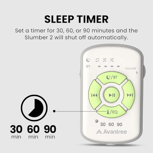 Avantree Slumber 2 – Bluetooth Pillow Speaker for Sleeping with 4 Flat Speakers, Remote Control and Sleep Timer, Built-in White Noise, Soft & Comfortable Design for Side Sleepers, Podcasts & Audiobook