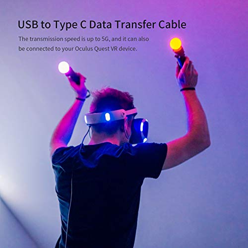 Type C Data Cable, USB C to USB 3.0 Right-Angle Data Cable (16 FT), can be Used to Connect Oculus Quest VR Devices, Fast Charging and high-Speed Data Transmission…