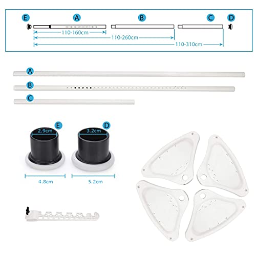 Shower Caddy Pole, 4 Tier Bathroom Shelf Shower Caddy Tension Pole Organizer Shampoo Storage for Bathtub in Stainless Steel, Rustproof, Strong and Sturdy (Ivory)