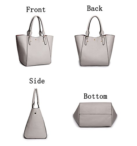Obosoyo Women's Waterproof Handbags ladies Synthetic Leather Tote Shoulder Bags Fashion Travelling Mommy Soft Hot Gray
