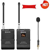 BOYA Wireless Microphone Transmitter&amp;Receiver, 12-Channels VHF Wireless Lavalier Microphone System for Smartphone, Iphone, Camera/Tablets/DSLR/Camcorders/Audio Recorders/Vlog YouTube