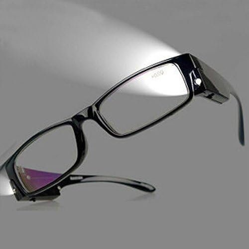 Fashion Design Optics Led Reading Glasses Light Glasses Oculos Degree Unisex Eyeglasses +1.0, +1.5, +2.0, +2.5, +3, +3.5, +4 (+3.5, BLACK) by QRD glasses