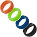 100% Safe & Natural SILO Silicone Wedding Rings - Men Women - (4 Band Set + Bag)