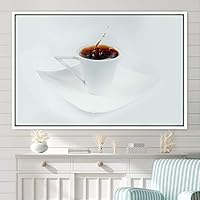 Framed Canvas Wall Art Coffee in The Mornings Coffee Dark Drinks Farmhouse/Country Group Multicolor Photography Realism - 16x24 inches