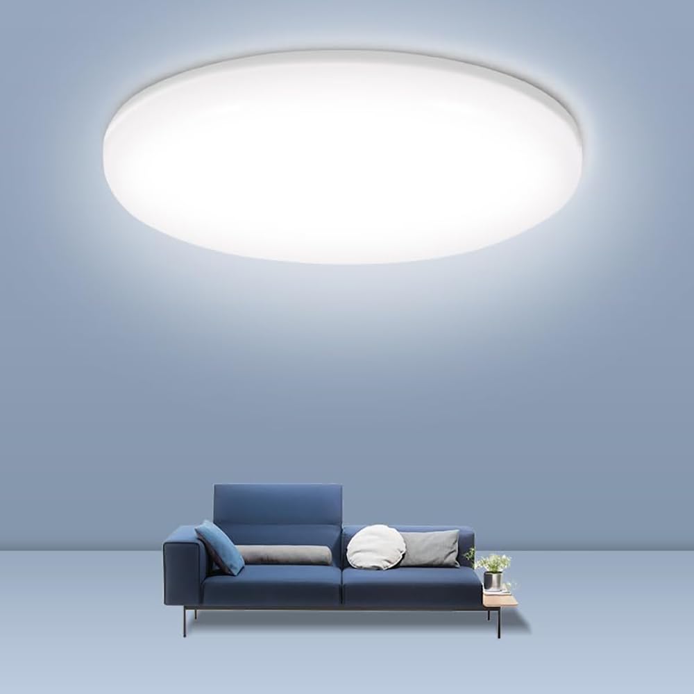 CANMEIJIA Ceiling Light, 6500K Dome LED Ceiling Lights, 48W Bathroom Ceiling Light, Waterproof IP44, LED Light Bright Indoor Ceiling Lamp Fitting for Living Room Kitchen Bedroom Utility Room, Ø30cm