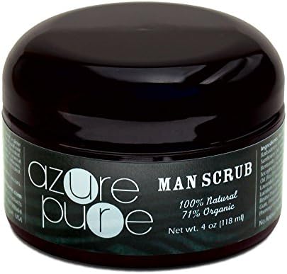 Azure Pure Face Scrub for Men. Exfoliating Face Cleanser, Premium Natural Ingredients for Clear Healthy Skin - Tighten Pores and Prevent Ingrown Whiskers