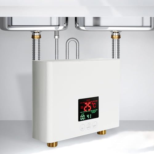 Saraele Electric water heater, Instant Water Heater 3KW Mini Electric Tankless Water Heater Wall-Mounted with LED Display 3-Level Temperature Adjustment Remote Control for Home Kitchen Bathroom
