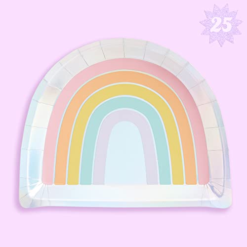 xo, Fetti Rainbow Paper Plates - 25 pk, 9