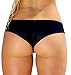 Sorrica Women's Print Cheeky Hipster Bikini Bottom Brazilian Bikini Thong (S (Waist 24.8"-26"), Black)