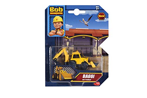 Dickie Toys 203131000 Bob der Baumeister Baggi The Builder Spielzeugauto mit Freilauf und beweglichen Teilen, 1:64, Gelb… – Bild 3
