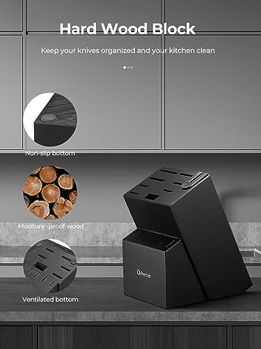 D.Perlla Kitchen Knives, 15 Set Professional Kitchen Knives Set, Stainless Steel Super Sharp Kitchen Knives Set, Knife Block A uto Sharpening