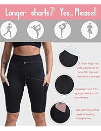 DILANNI pantalones cortos de yoga de cintura alta con bolsillo lateral, control de abdomen, entrenamiento, correr, atlético