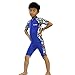 Kids Wetsuit Shorty Thermal Swimsuit, 2mm Neoprene Wetsuit One Piece Front Zip for Boys Toddler Youth Swimming Surfing Diving Snorkeling, SS005 (Blue, 4)