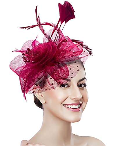 Bniksok Burgundy Fascinator
