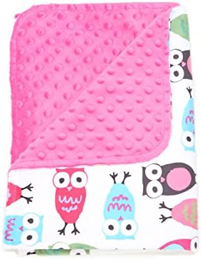 Minky Baby Blanket Textured Dot Baby Blanket with(Pink) Owl Pattern by Nap Mat Carriers'